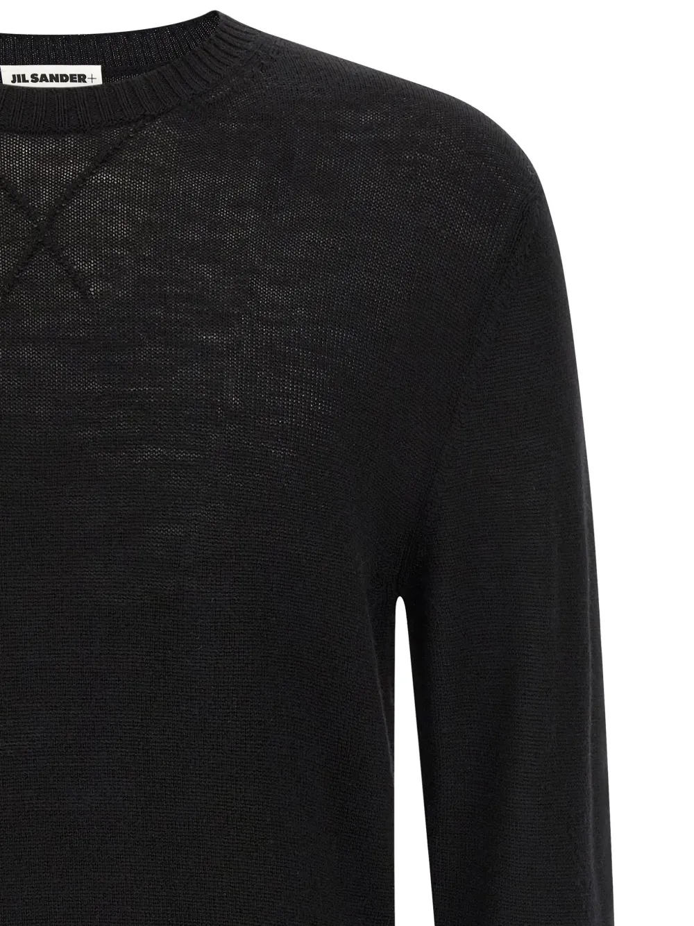 Jil Sander Trui met geborduurd logo en ronde hals Zwart
