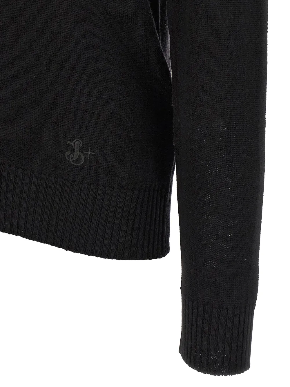 Jil Sander Trui met geborduurd logo en ronde hals Zwart