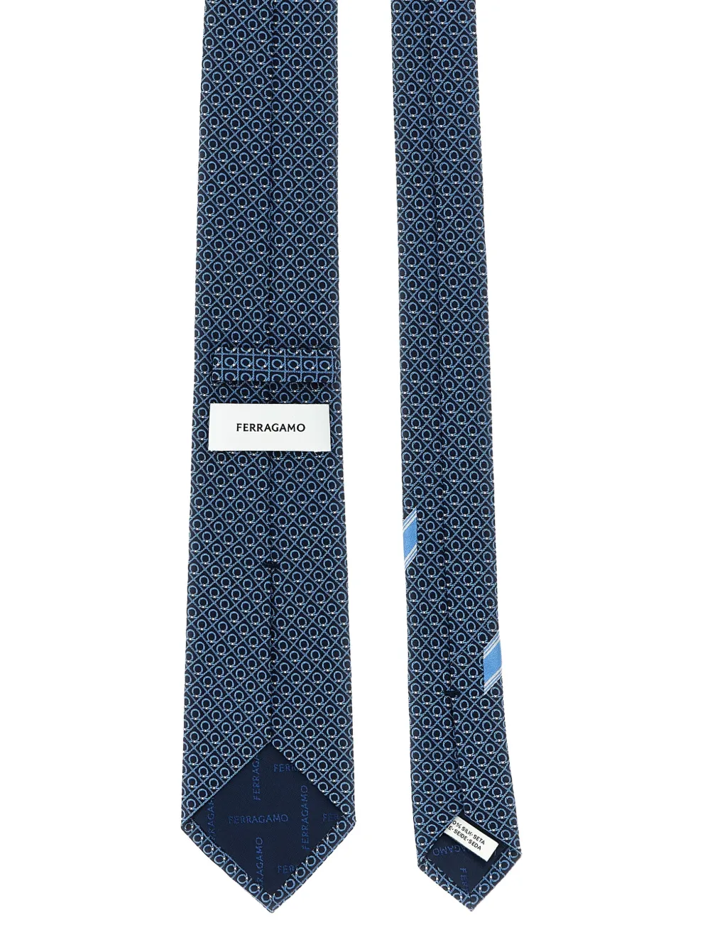 Ferragamo Biella jacquard-gancini silk tie - Blauw