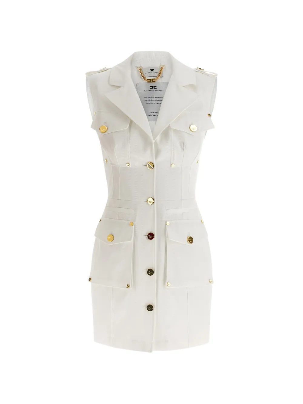 Elisabetta Franchi double-breasted button mini dress - Bianco