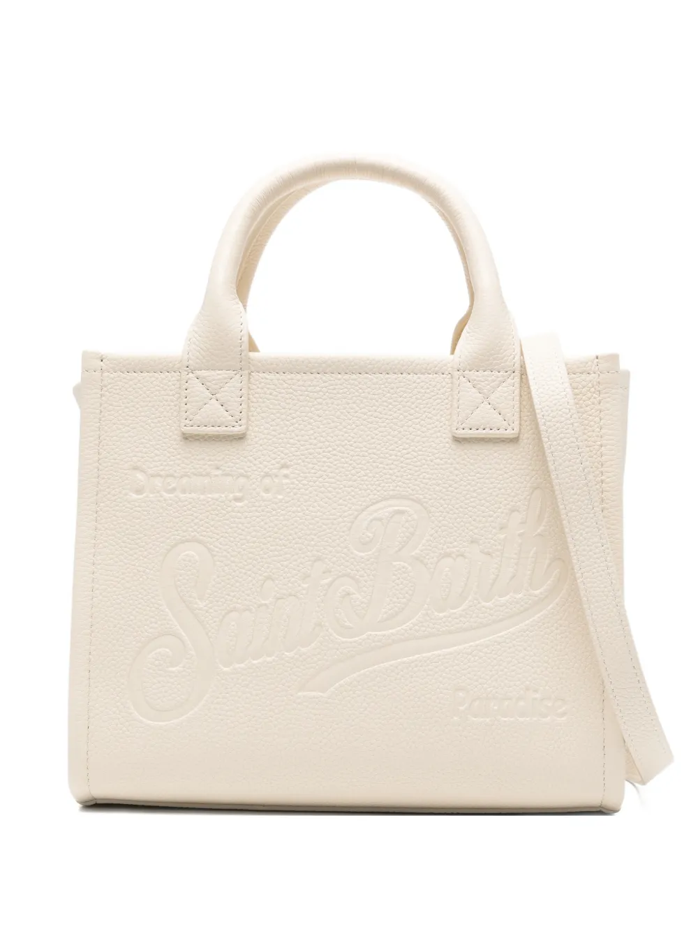 MC2 Saint Barth medium Vanity logo-embossed grained leather tote bag - Bianco