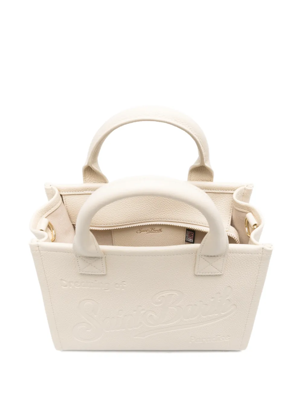 Medium Vanity Logo-Embossed Grained Leather Tote Bag
