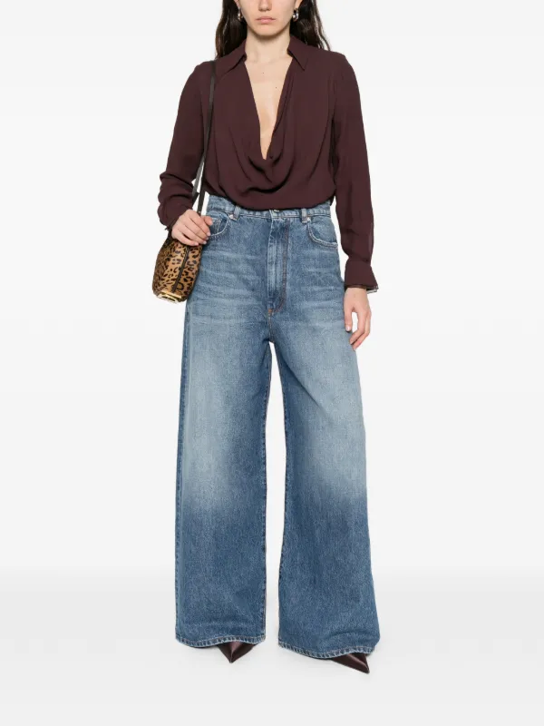 Elisabetta Franchi ジョーゼット ボディスーツ | ブラウン | FARFETCH JP