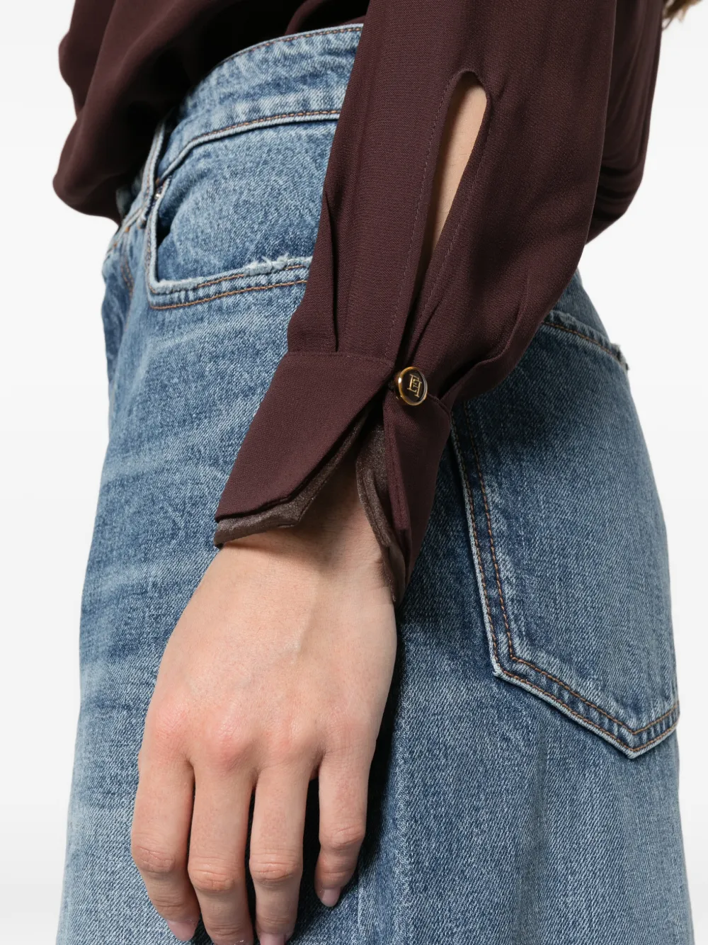 Elisabetta Franchi Gedrapeerde body Bruin