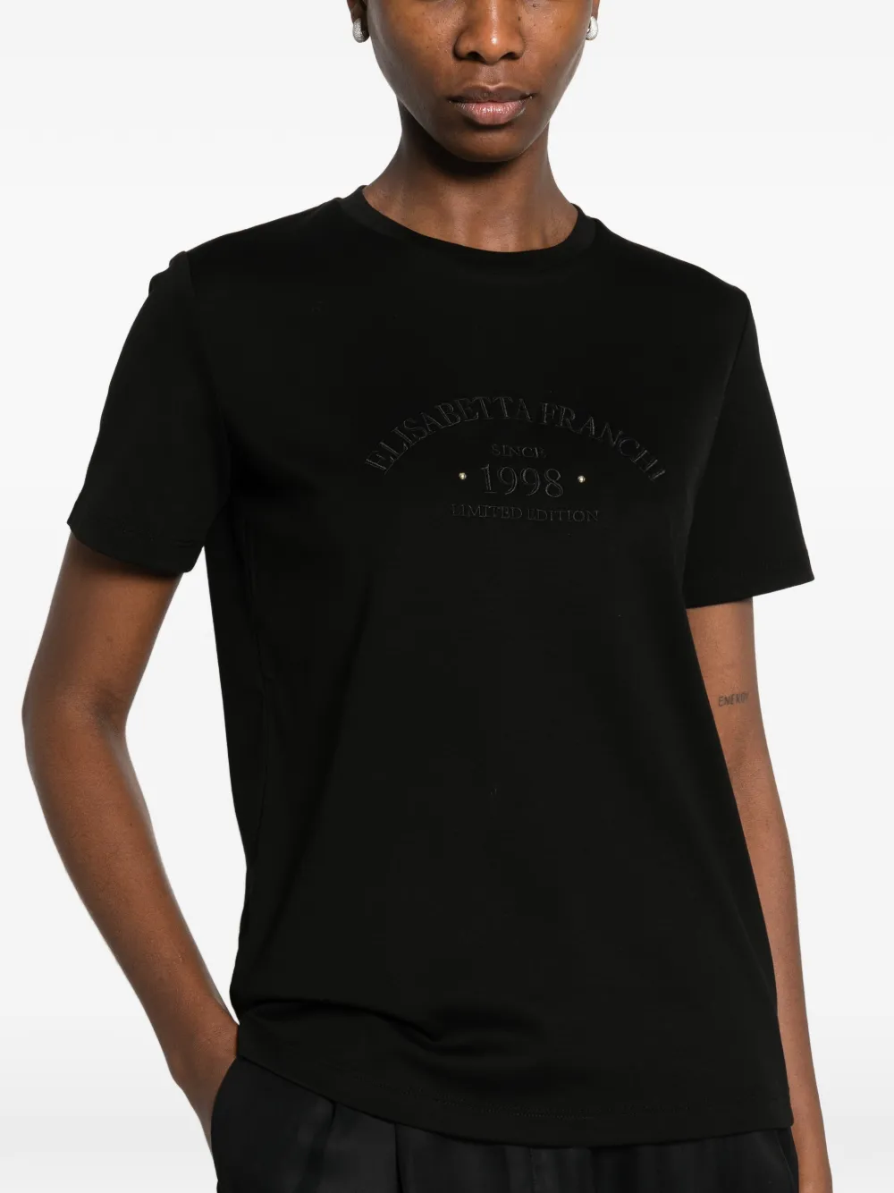 Elisabetta Franchi T-shirt met logo Zwart