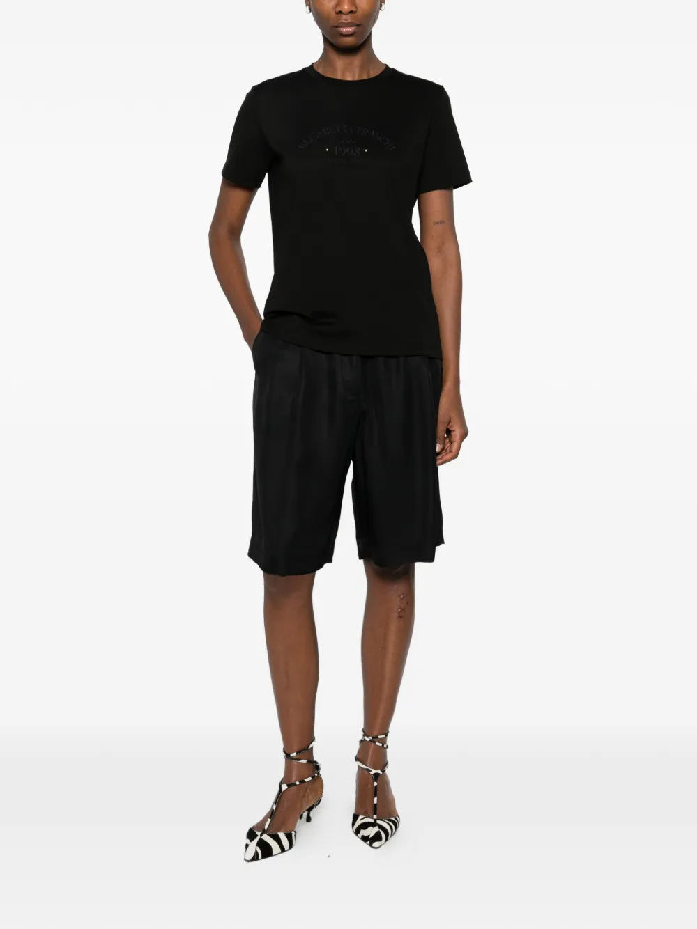 Elisabetta Franchi T-shirt met logo Zwart