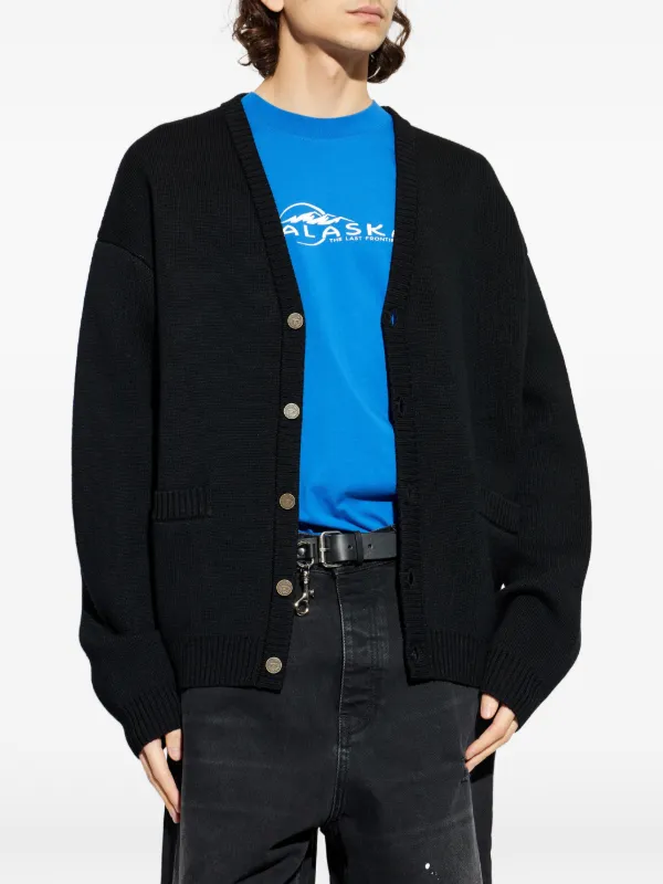 Vetements V ネック ボタン付きニット カーディガン VETEMENTS ボタン カーディガン | ブラック | FARFETCH JP