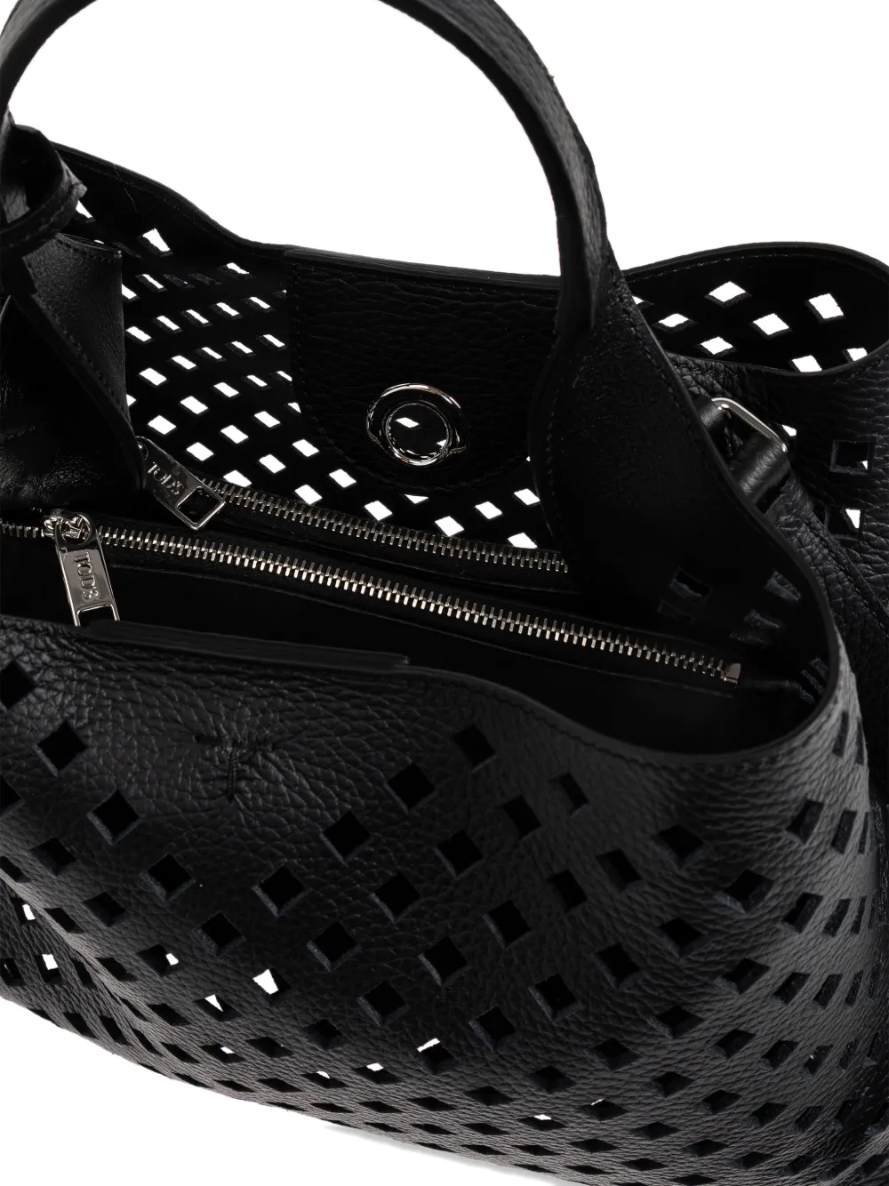 Tod's Micro Apa leren mini-shopper met geperforeerde details Zwart