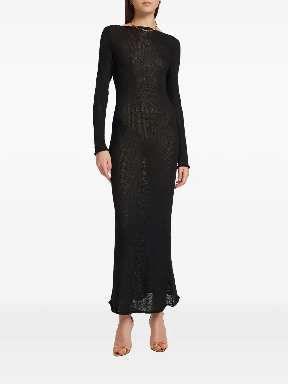 TOM FORD long-sleeve long dress - Zwart
