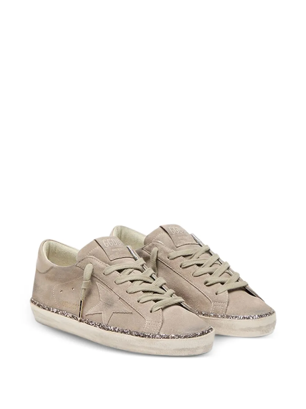Golden Goose Super-Star leren sneakers met glitter Beige