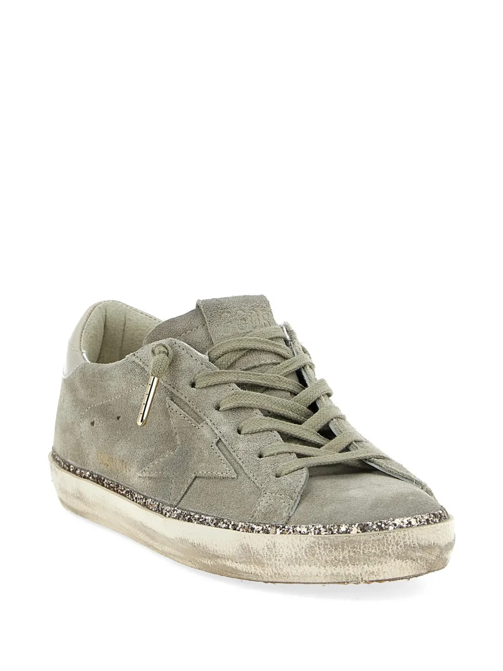 Golden Goose Super-Star leren sneakers met glitter Groen