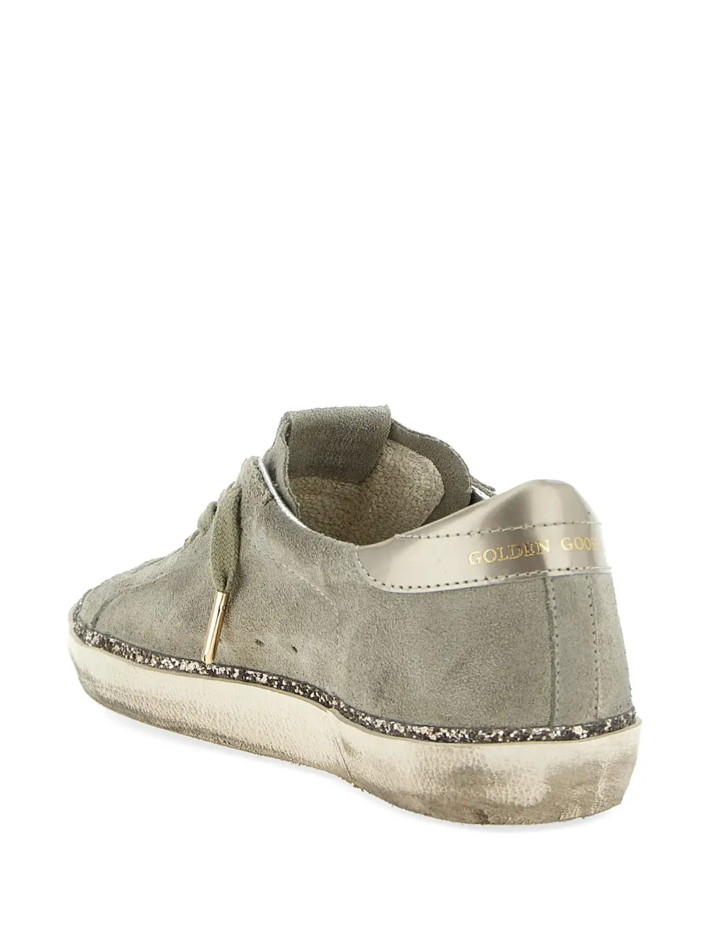 Golden Goose Super-Star leren sneakers met glitter Groen