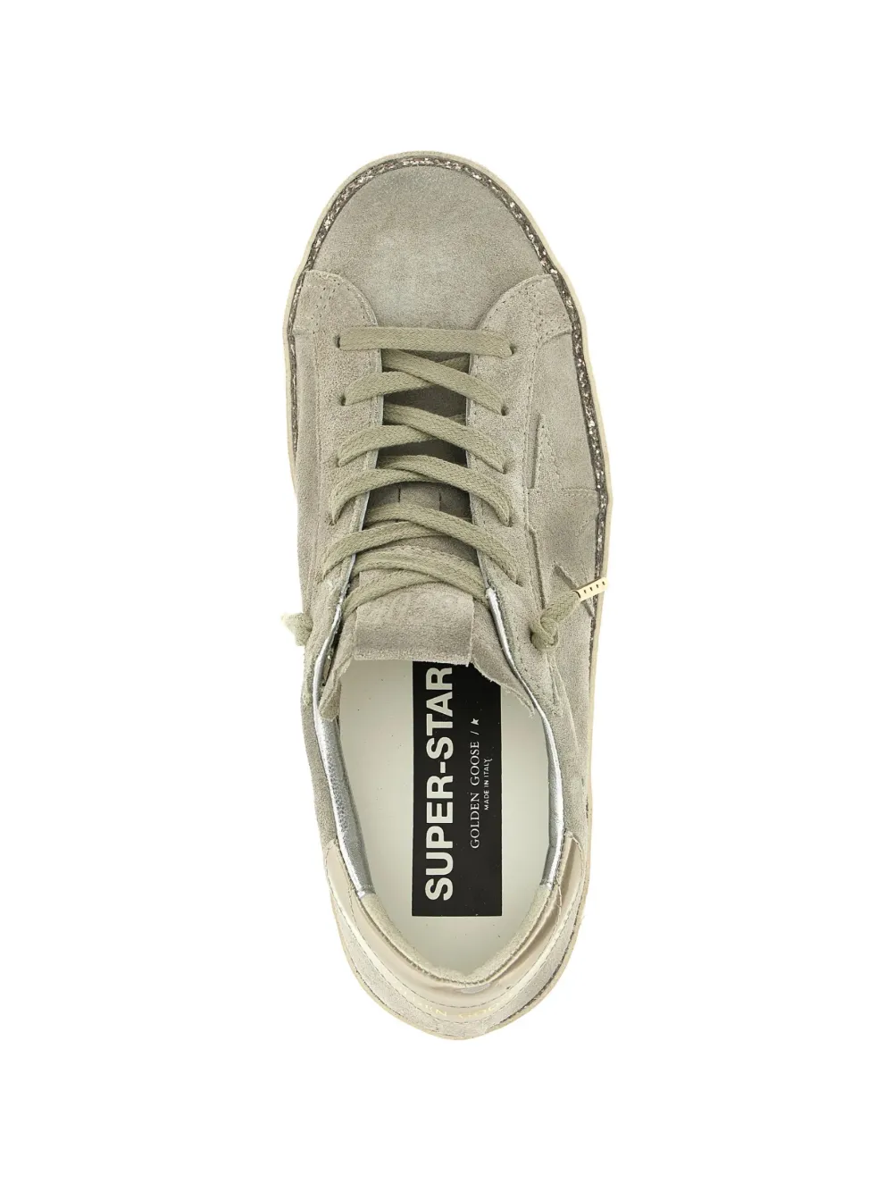 Golden Goose Super-Star leren sneakers met glitter Groen