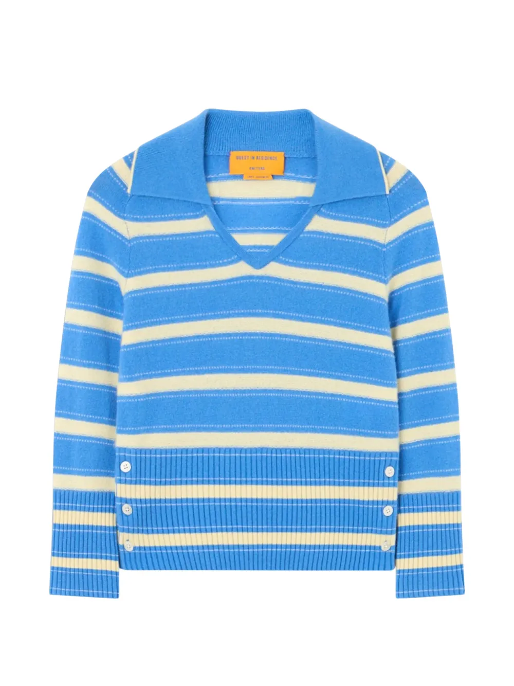 Guest In Residence Port striped button-detail sweater - Blu
