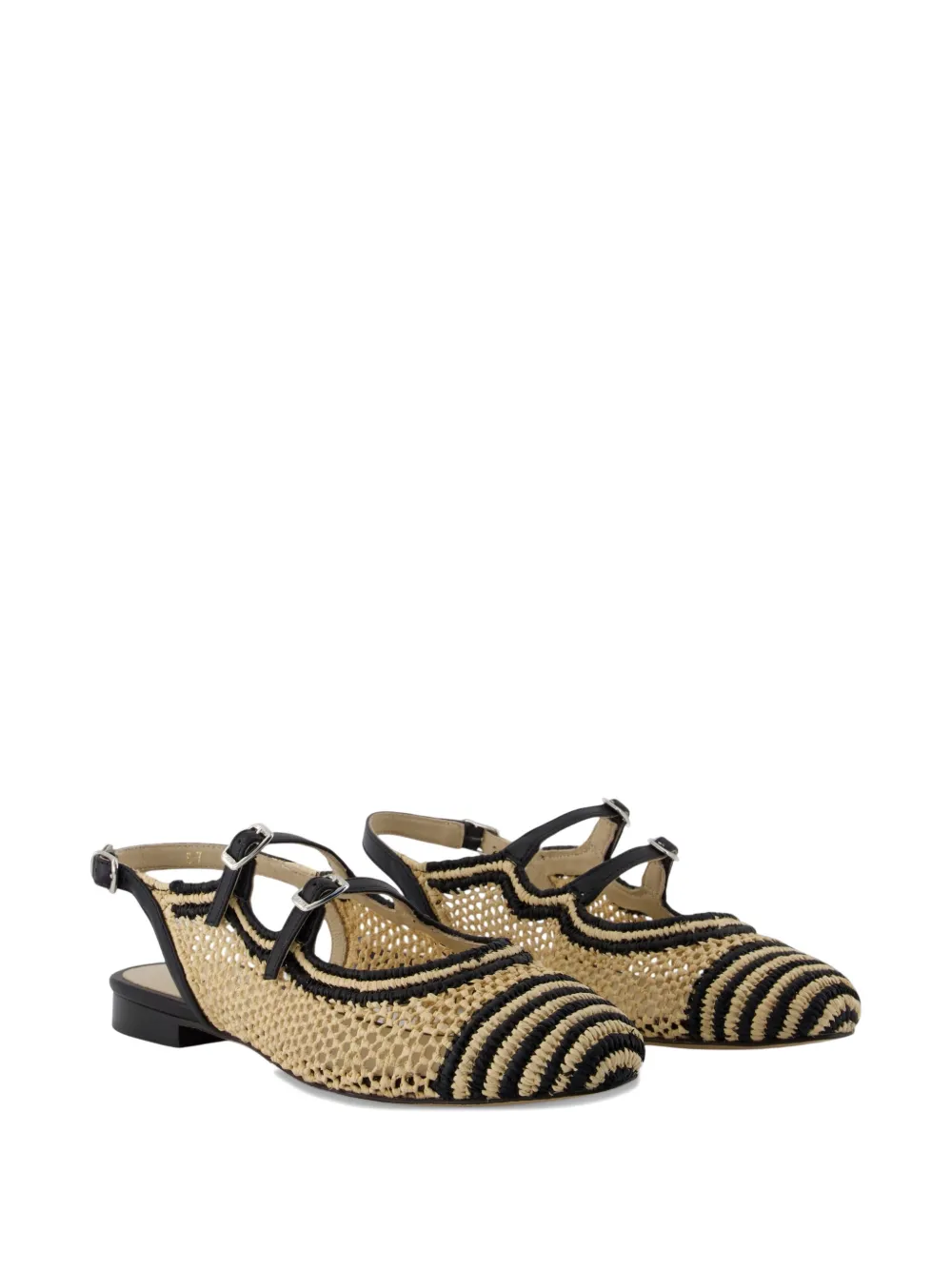 Carel Paris Balma Raffia Buckled Pumps In Neutral