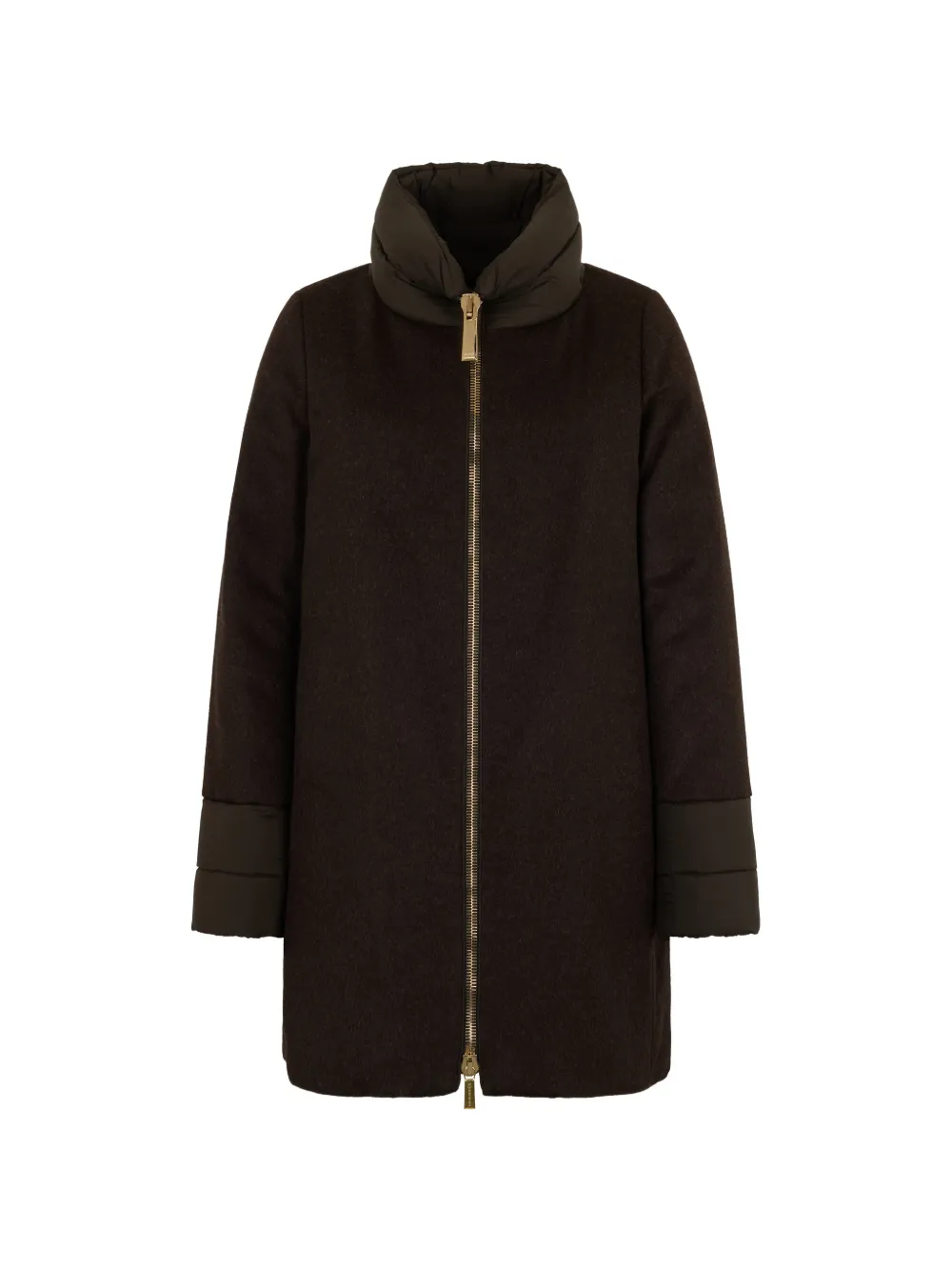 Moorer high-neck zip coat - Marrone