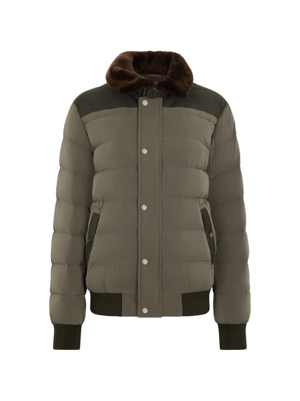 Moorer button high-neck padded jacket - Verde