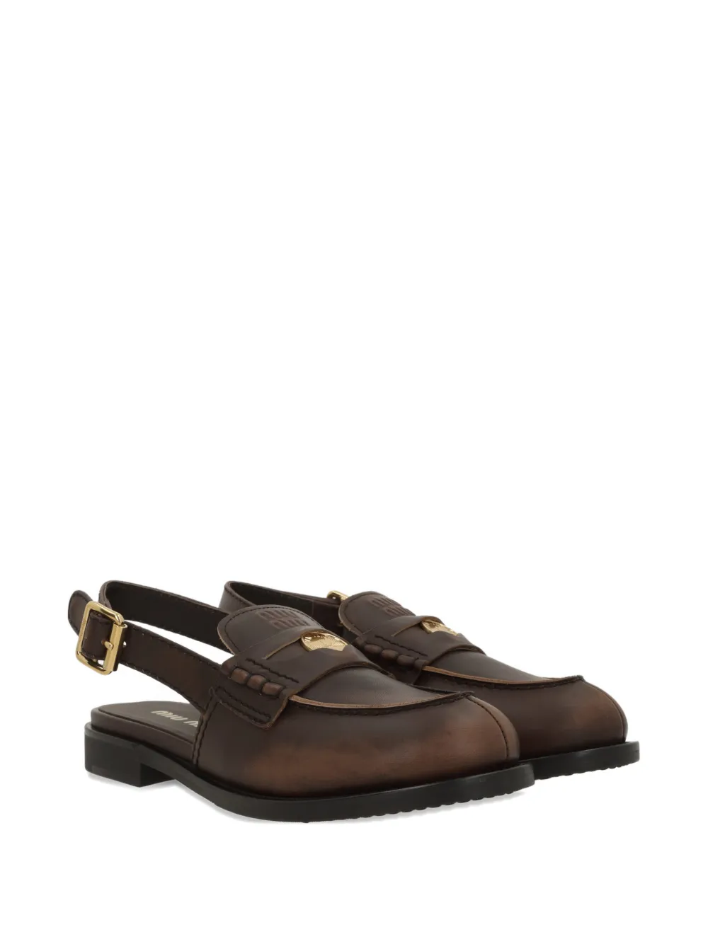 Miu Miu logo-detail slingback loafers - Bruin
