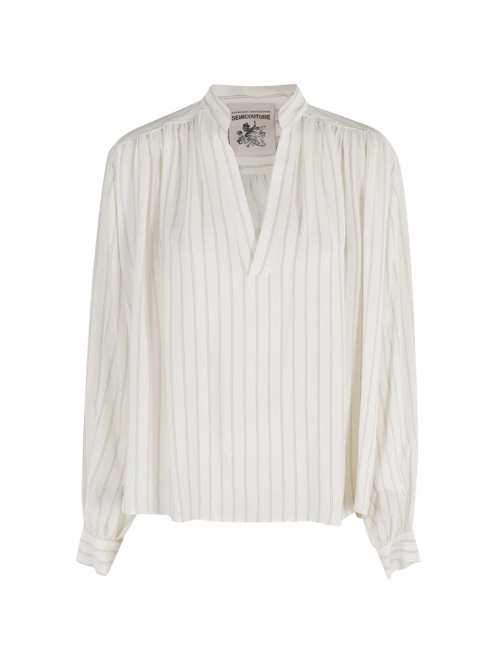 Semicouture Margherita striped V-neck blouse - Bianco