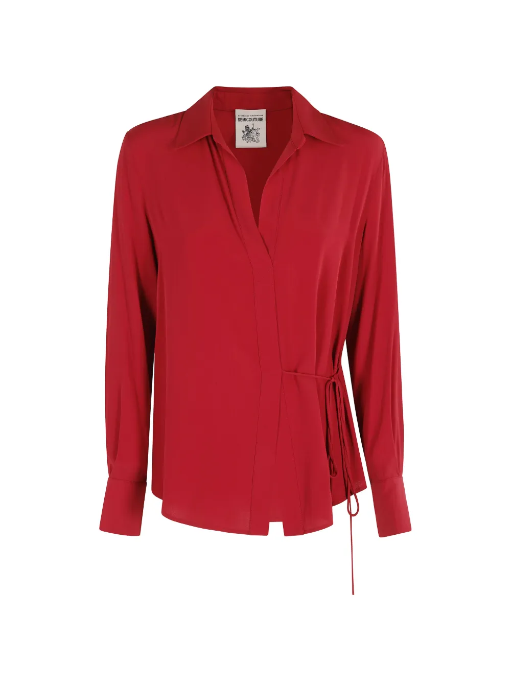 Semicouture Gustave V-neck tie blouse - Rosso