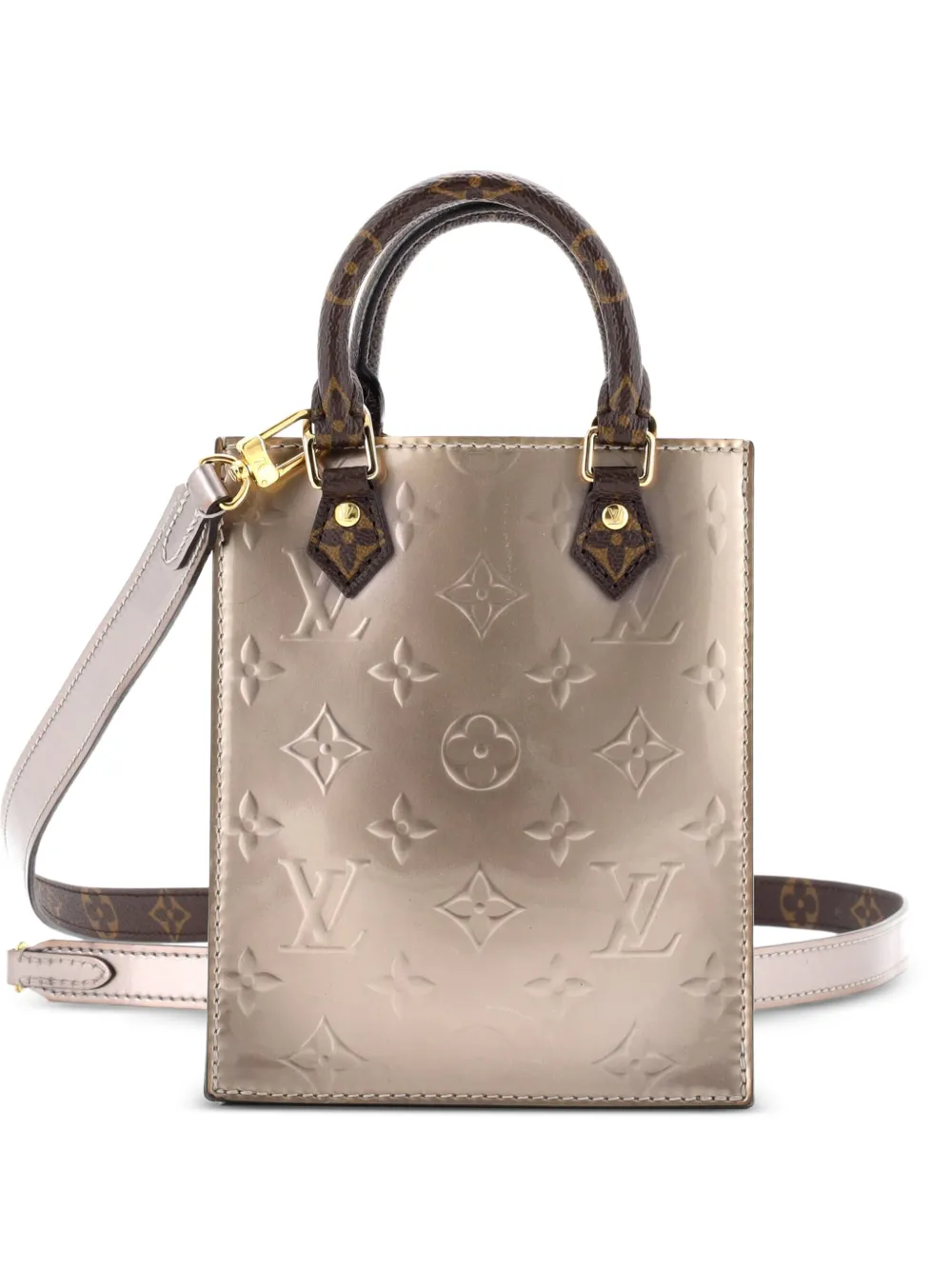 Louis Vuitton Pre-Owned Petit Sac Plat Bag Monogram Vernis with Monogram Canvas crossbody bag - Metallic