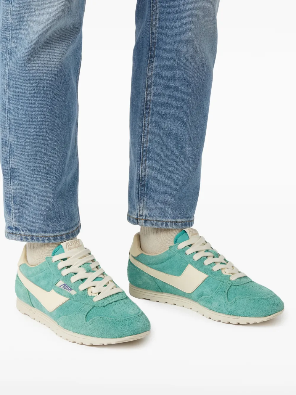 Autry Windspin sneakers met suède vlakken Groen