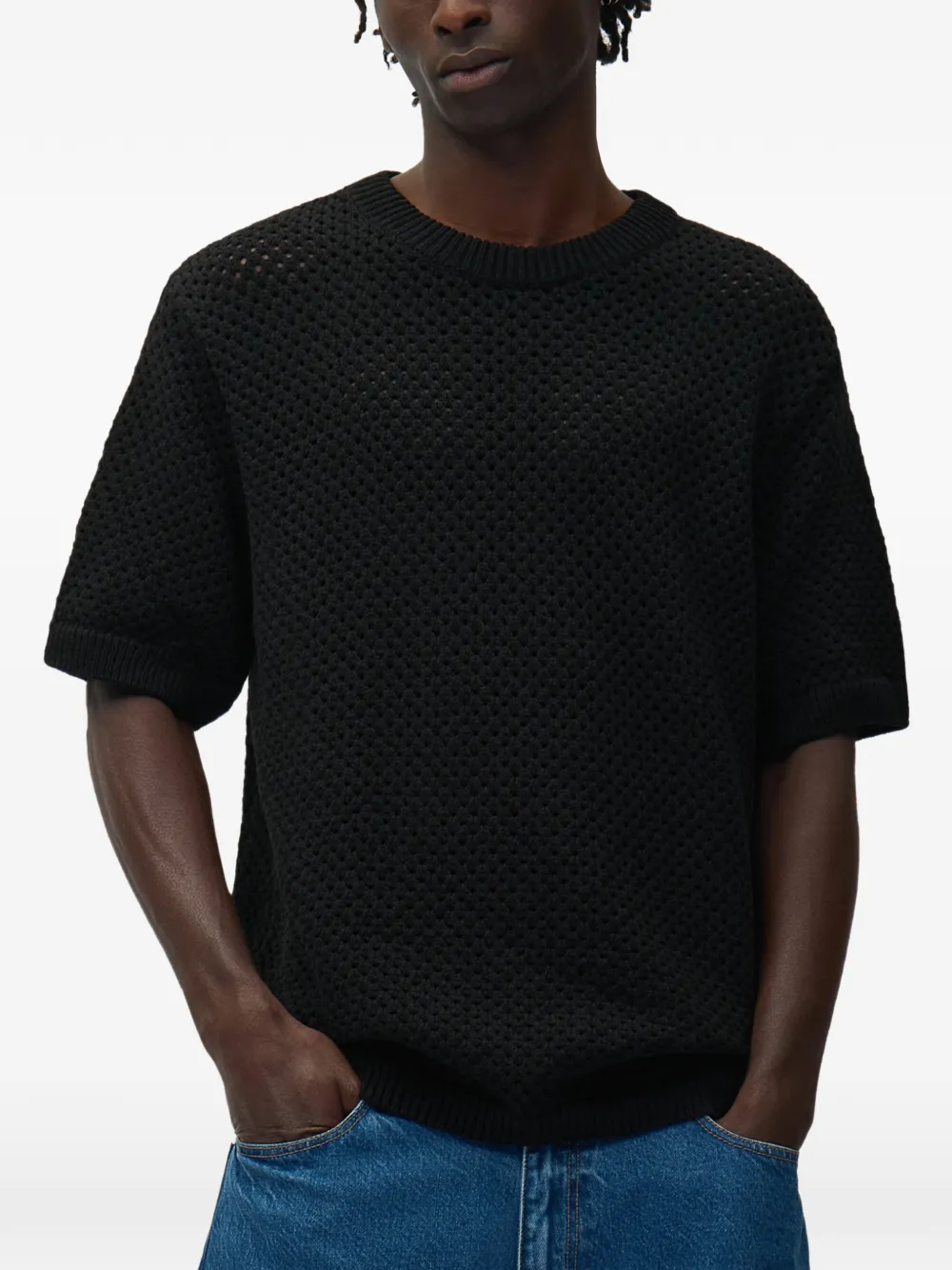 Arte Antwerp 오픈 니트 티셔츠 | 블랙 | Image 1