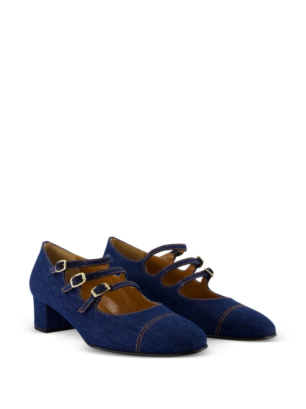 Carel Paris Kina denim pumps met gesp Blauw