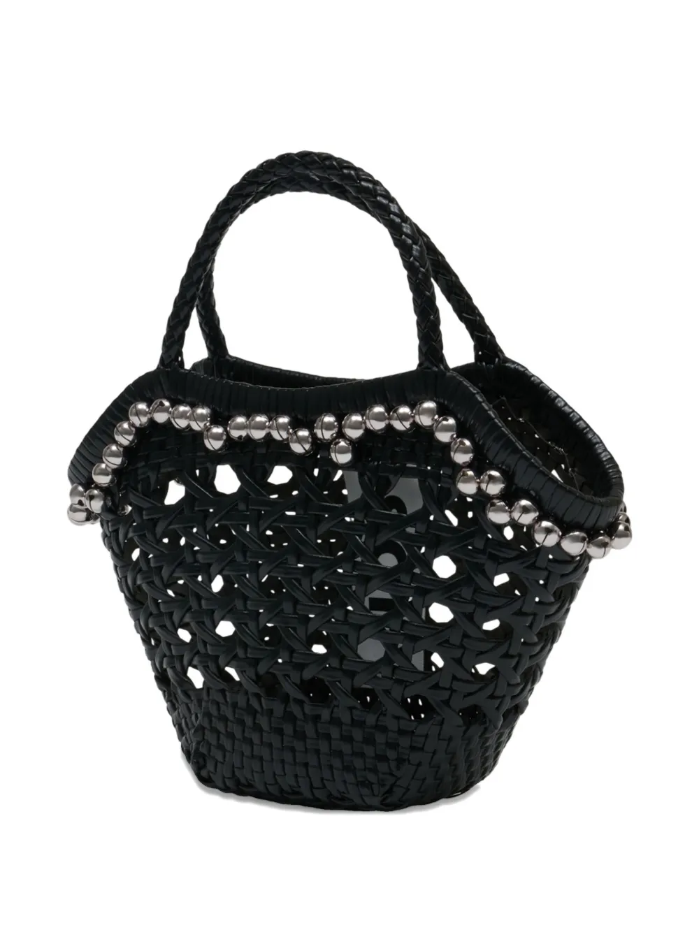 Osoi Lip braided-handle embellished tote bag - Zwart