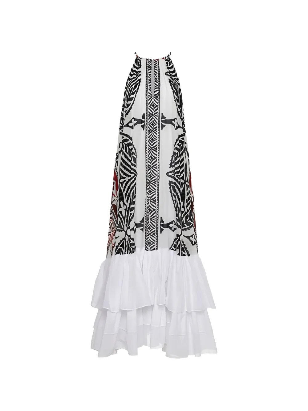 Devotion patterned ruffled-hem dress - Bianco