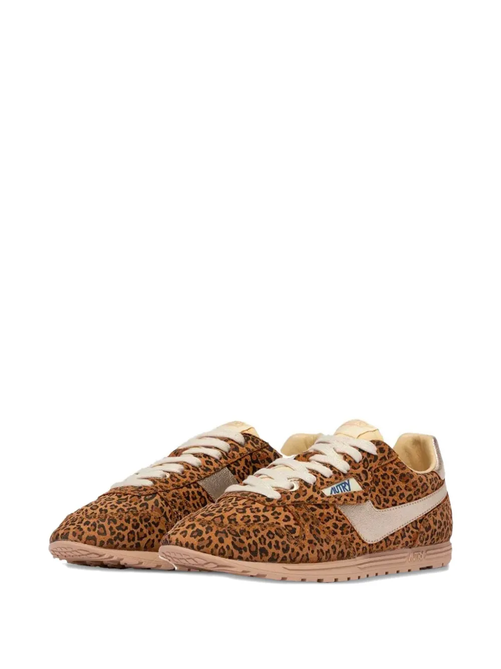 Autry Windspin leren sneakers met luipaardprint Bruin