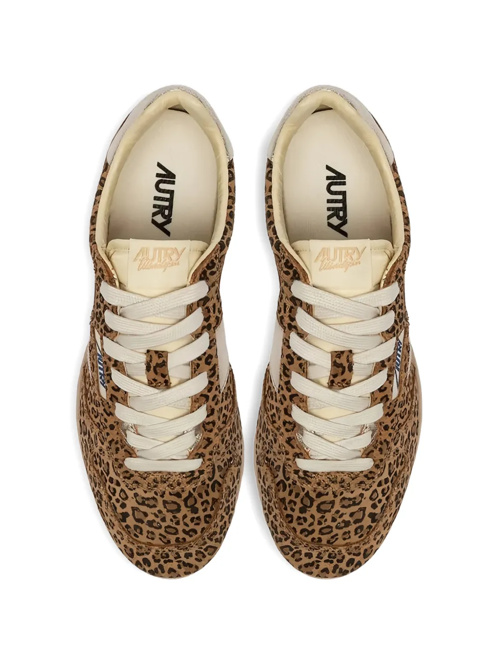 Autry Windspin leren sneakers met luipaardprint Bruin