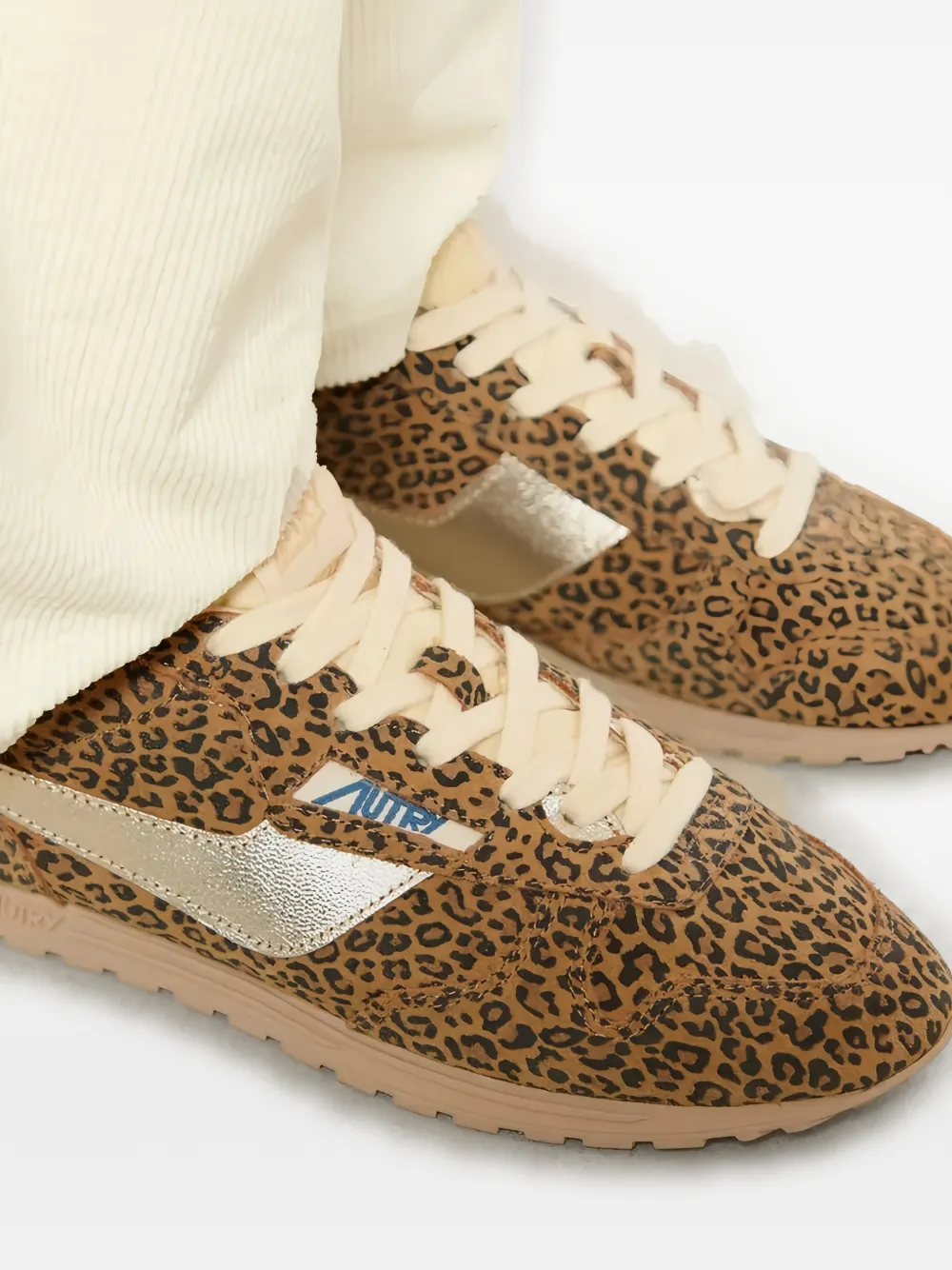 Autry Windspin leren sneakers met luipaardprint Bruin