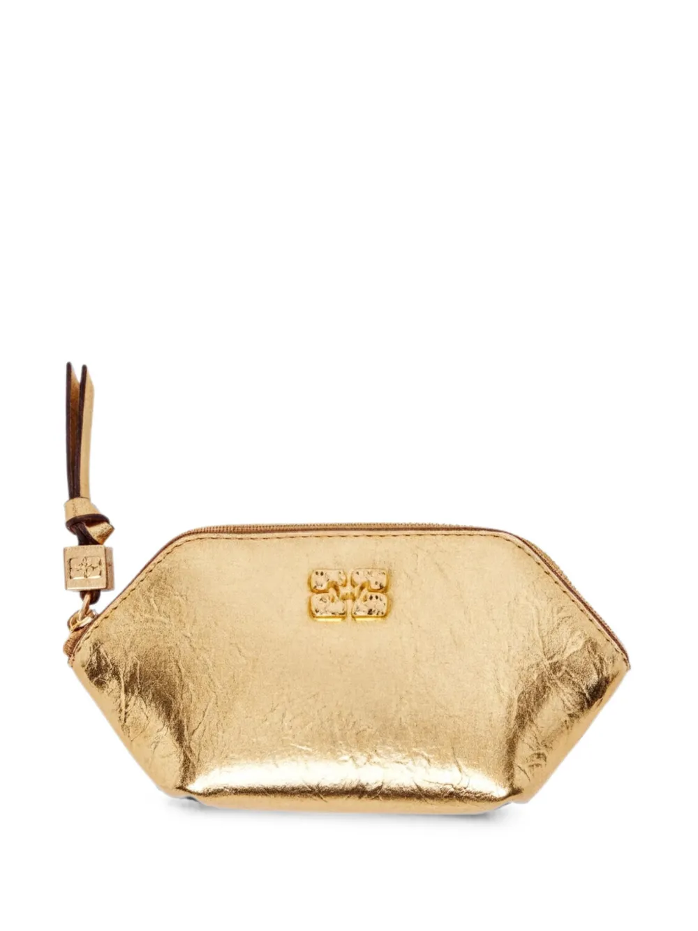 GANNI Bou crushed-effect coin purse - Gold