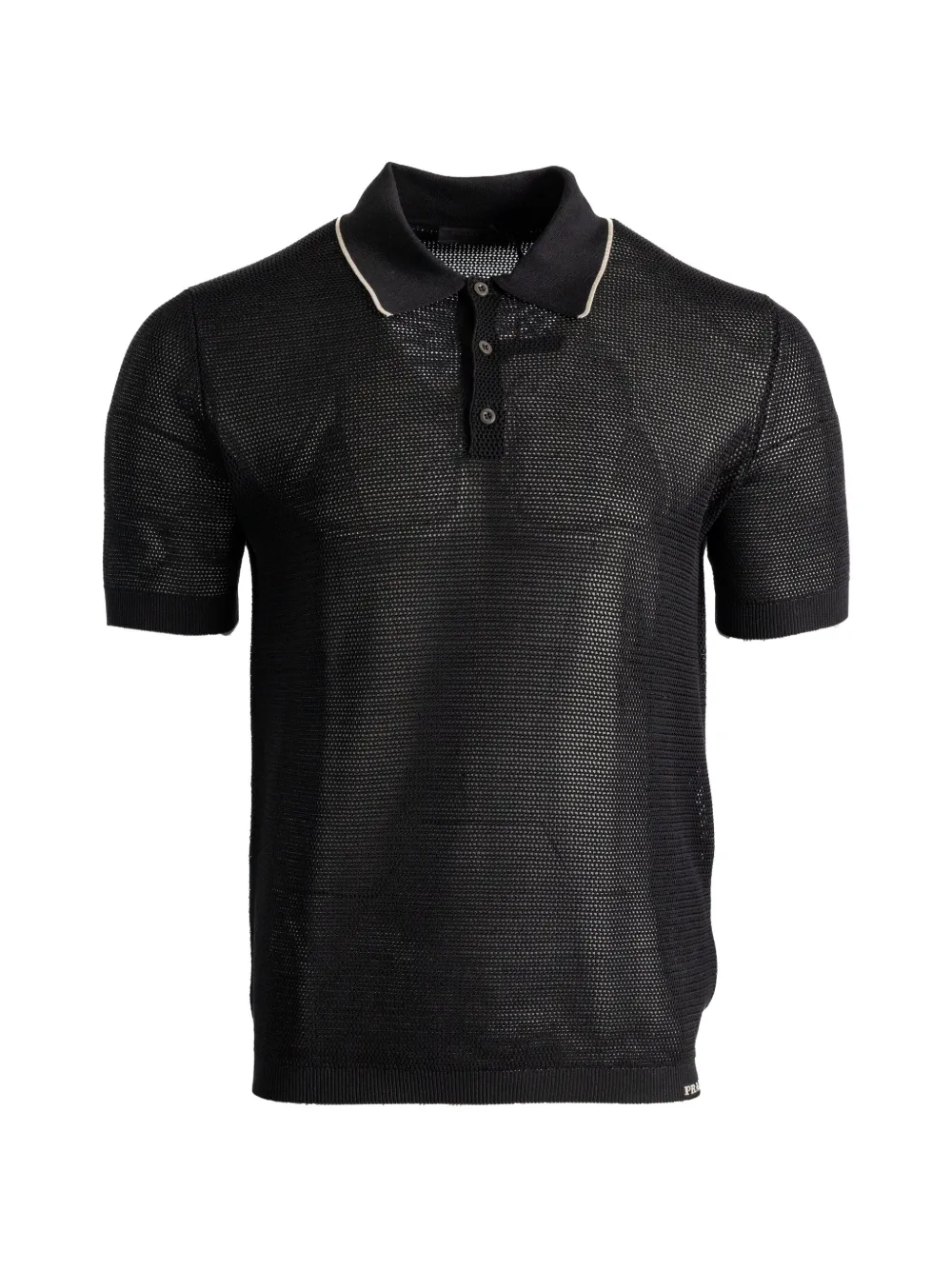 Prada contrast-trim mesh polo shirt - Nero