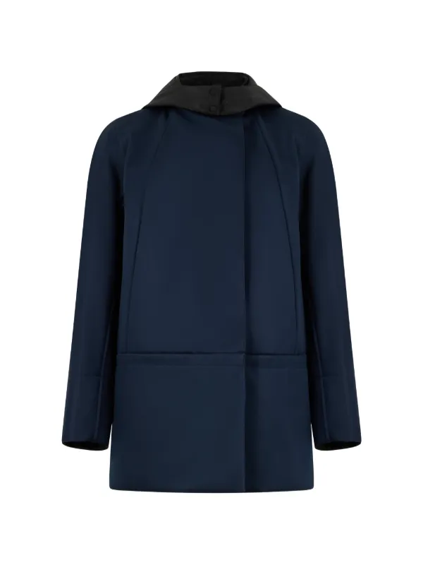 Moorer Hooded Double-breasted Coat in Blue