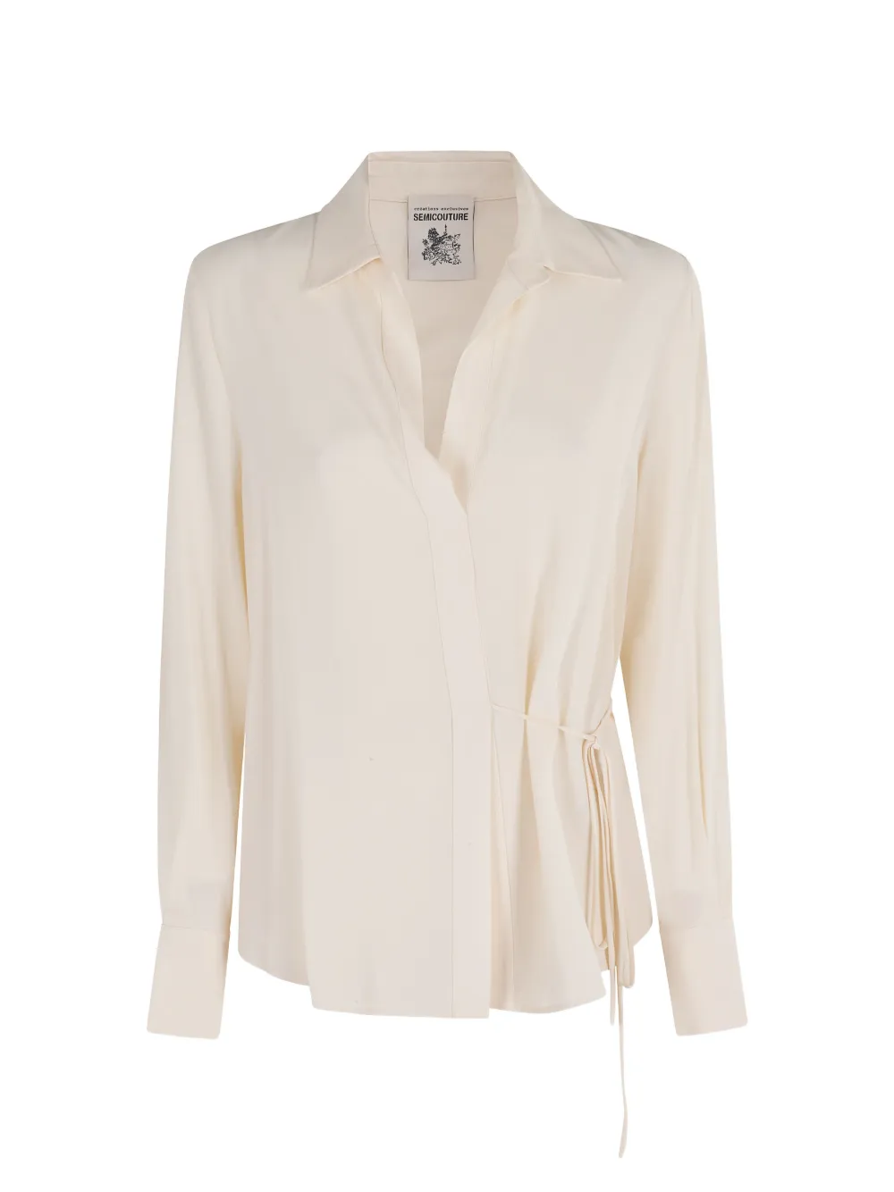 Semicouture Gustave V-neck side-tie blouse - Toni neutri