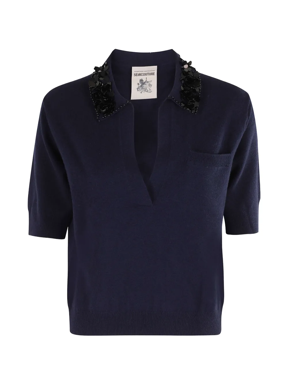 Semicouture Giulia V-neck T-shirt - Blu