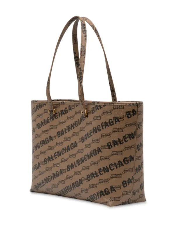 BALENCIAGA BBトートバッグ ベージュ/ブラウン Balenciaga Pre-Owned 2022 BB Monogram Coated Canvas Signature
