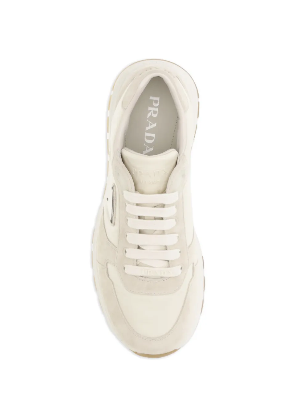 Prada Prax 2.0 logo-plaque lace-up sneakers Beige