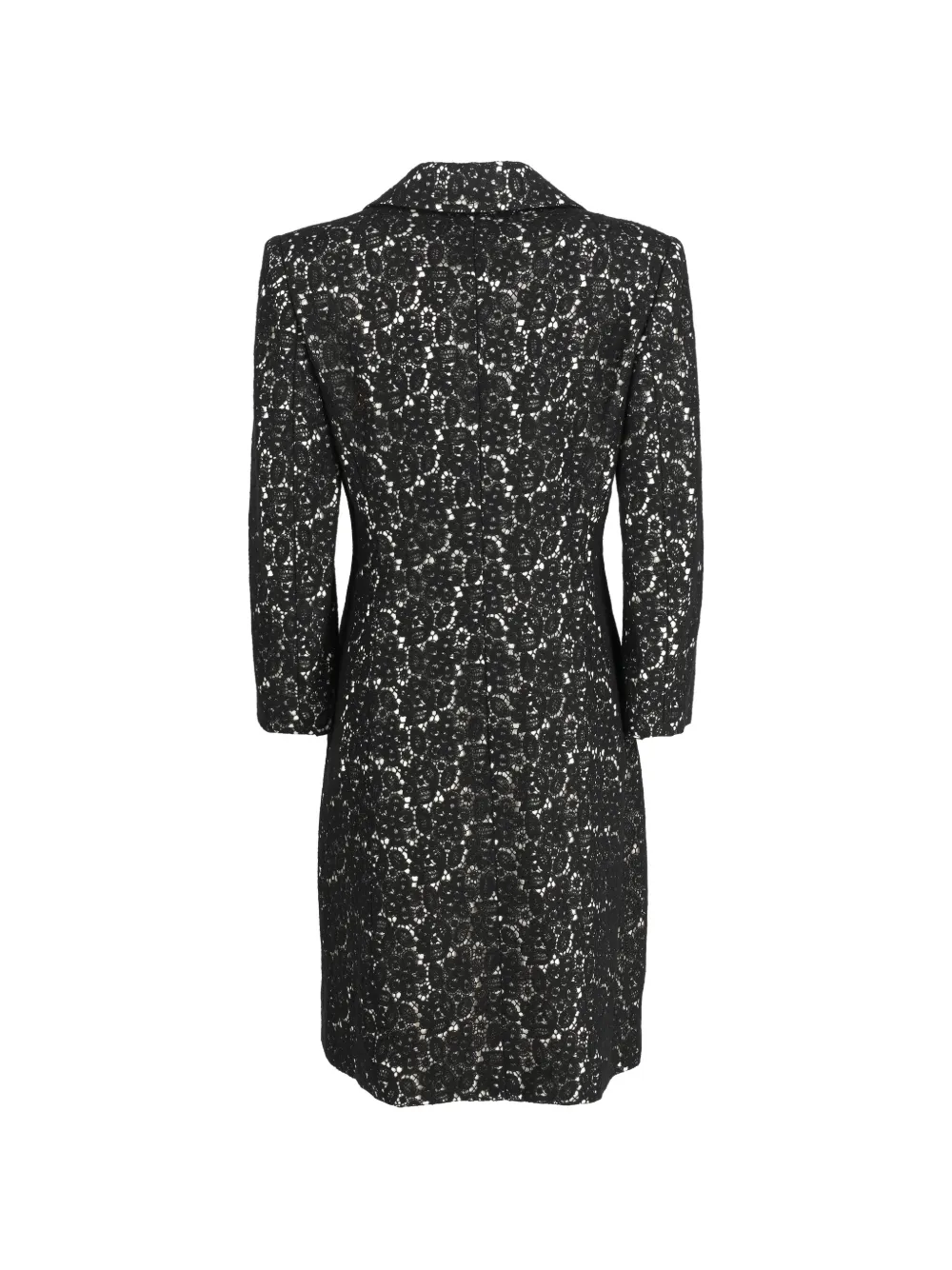 Mondrian lace floral coat - Zwart
