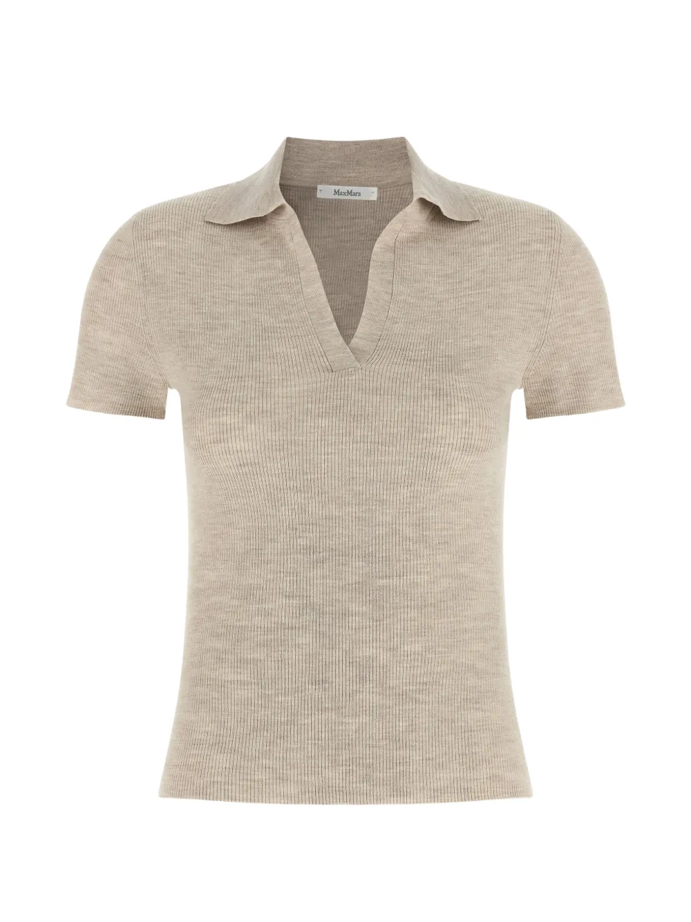 Max Mara Mxmalbero ribbed V-neck polo shirt - Toni neutri