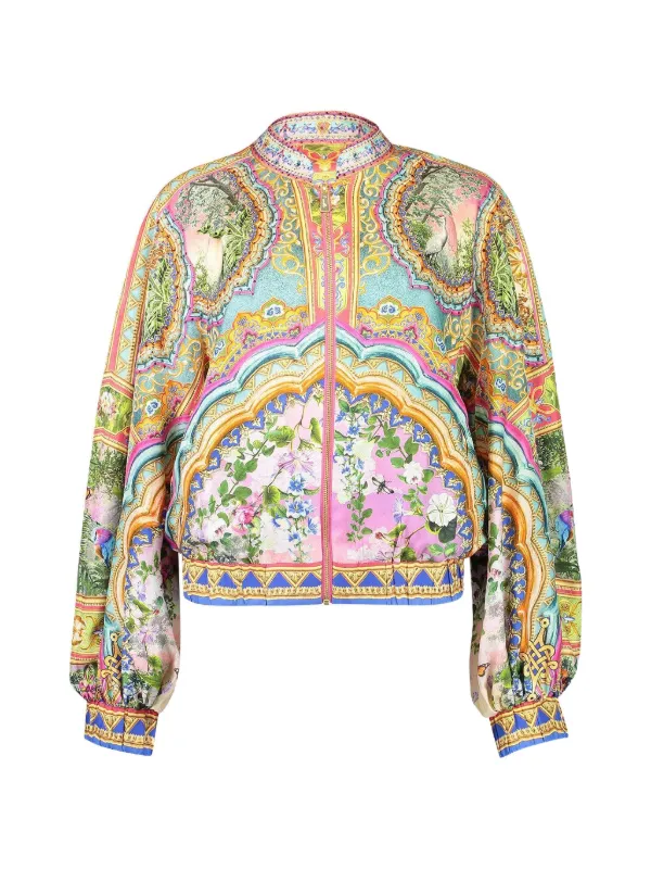 Camilla Pattern Bomber Jacket in Yellow