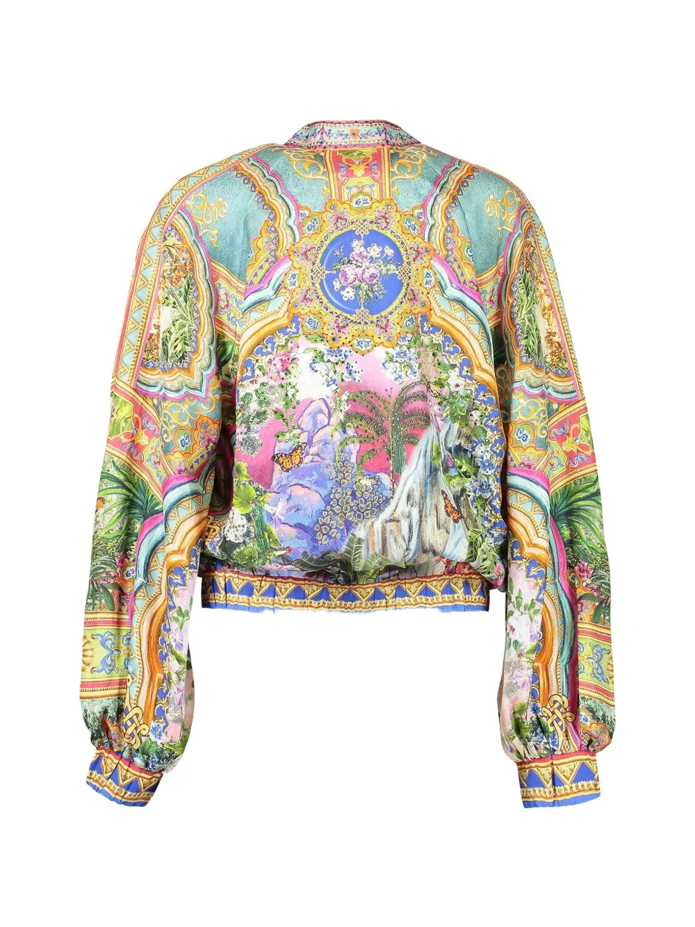 Camilla Pattern Bomber Jacket in Yellow, view 4