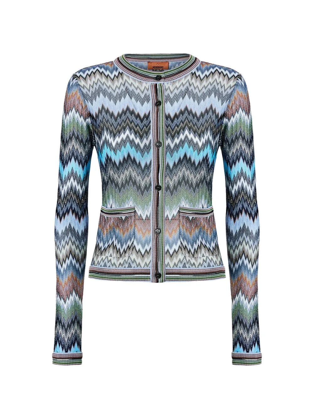 Missoni button-fastening patch-pockets patterned cardigan - Blu