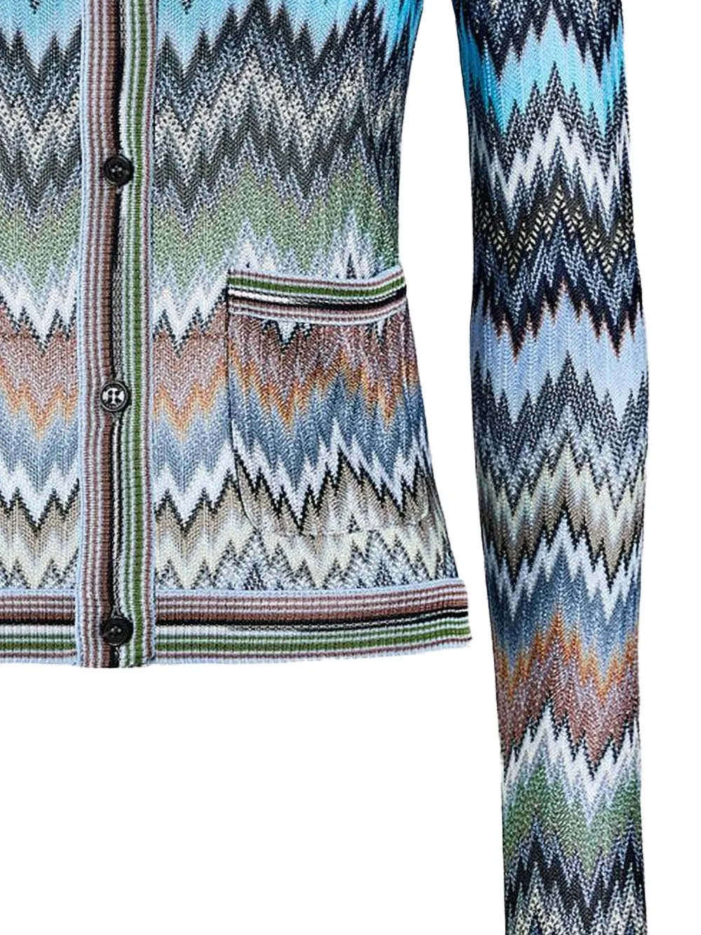  Missoni Button-fastening Patch-pockets Patterned Cardigan - Blue 