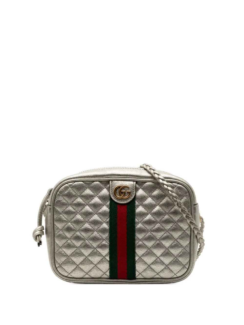 Gucci Pre-Owned 2016-2025 Mini Quilted Leather Web Trapuntata crossbody bag - Argento