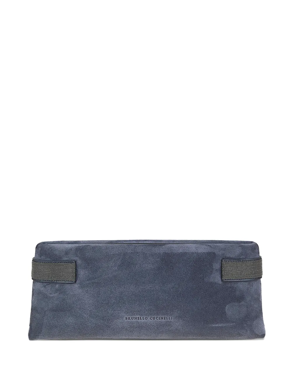 Brunello Cucinelli Monili-detail Suede Clutch Bag In Blue
