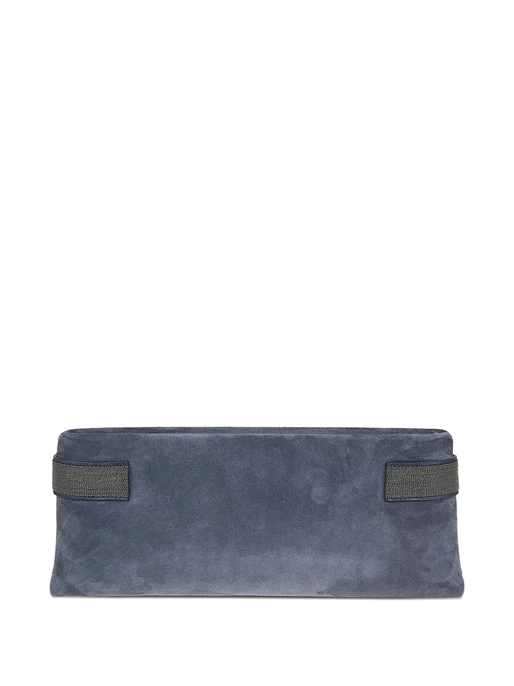 Monili-Detail Suede Clutch Bag