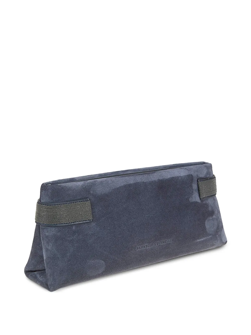 Monili-Detail Suede Clutch Bag